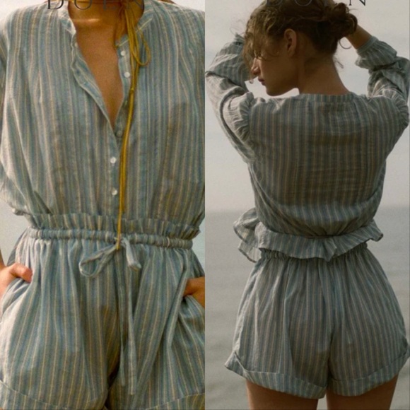 Doen Pants - Doen Blaze Striped Shorts Blue